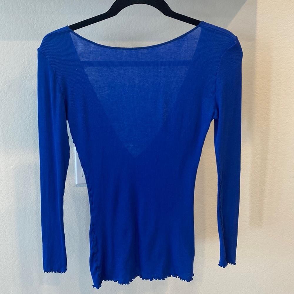 Free People Deep V-Back Long Sleeve Ribbed Knit Top